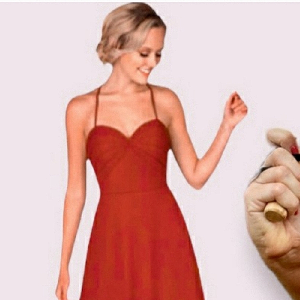 Azazie Mabel gown rust red size A8